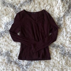 Maroon waffle knit sweater